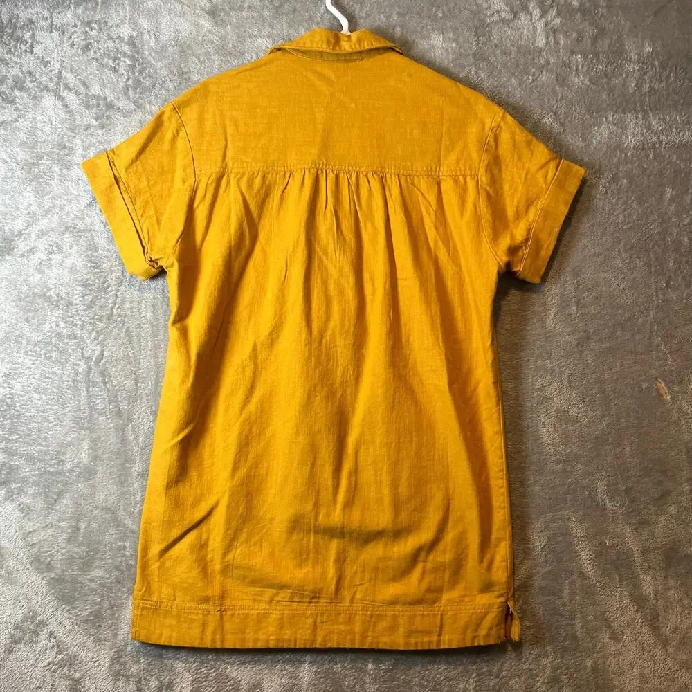 Pilcro‎ Buttondown Shirt Dress Linen Blend Patch Pockets Yellow Utility